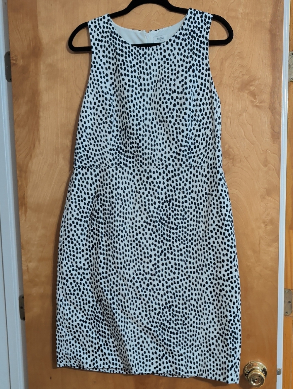 LOFT Blue and White Sleeveless Dot Sheath Dress